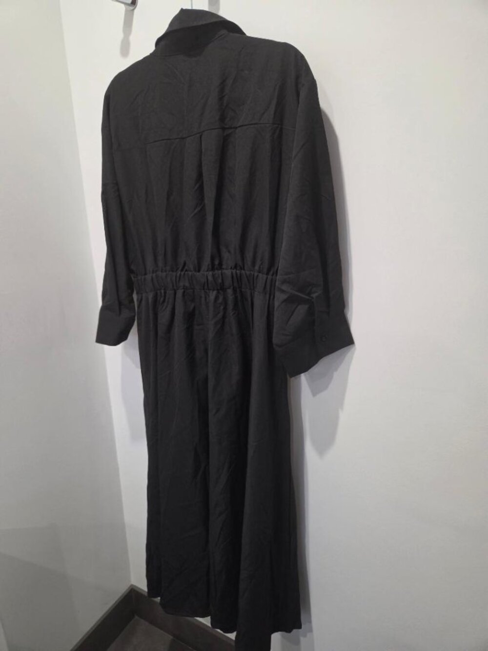 UOOZEE Polo Collar Black A-Line Swing Skirt Maxi Dress with Pockets Sz L/XL NWT - Picture 5 of 15